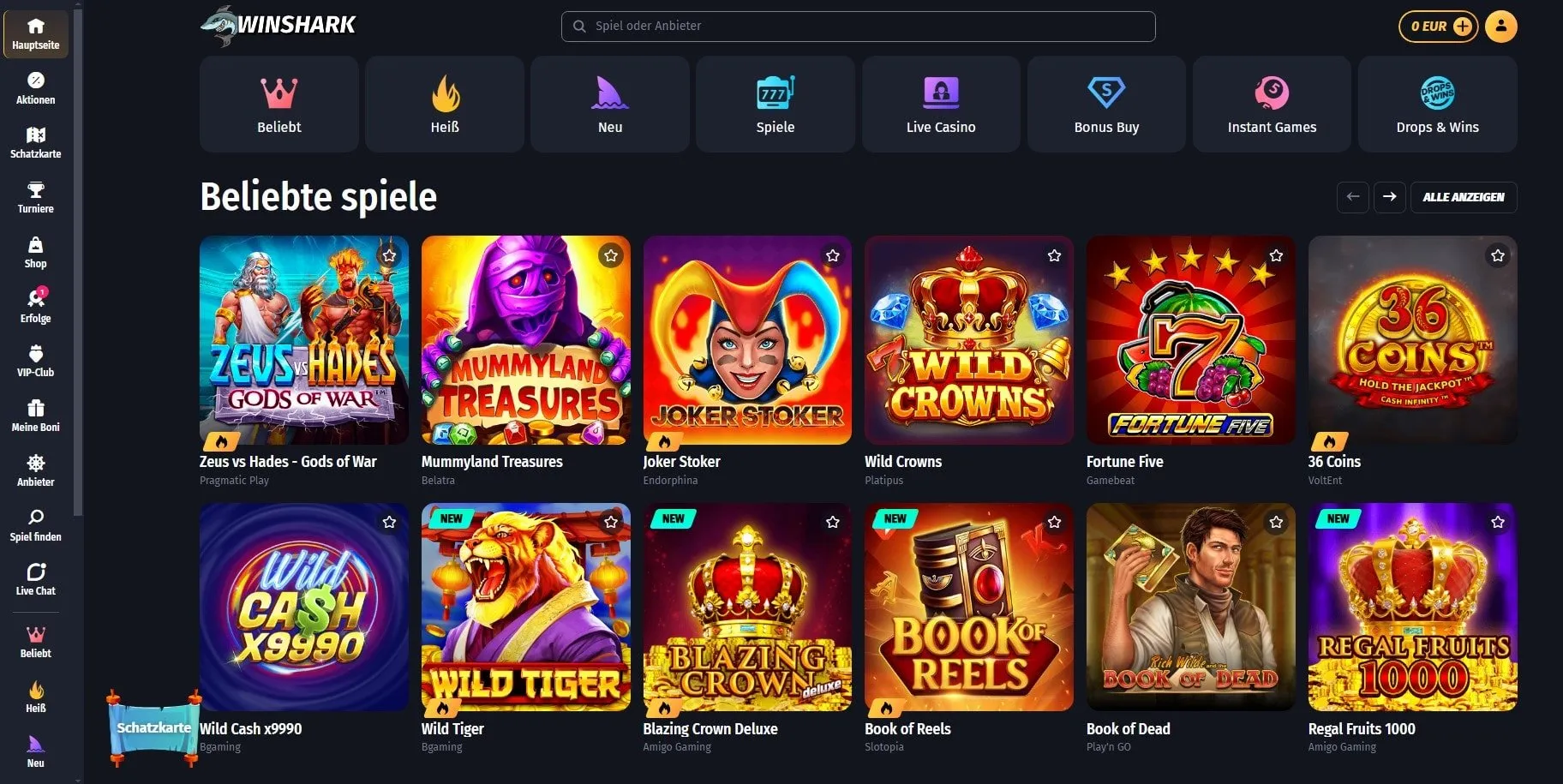 Wnshark Casino Startseite