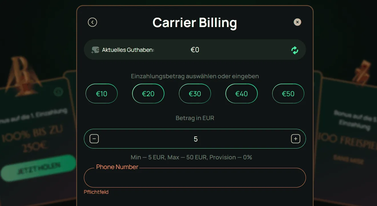 Online Casino 5 Euro Einzahlung Einzahlung per Handyrechnung 5 Euro